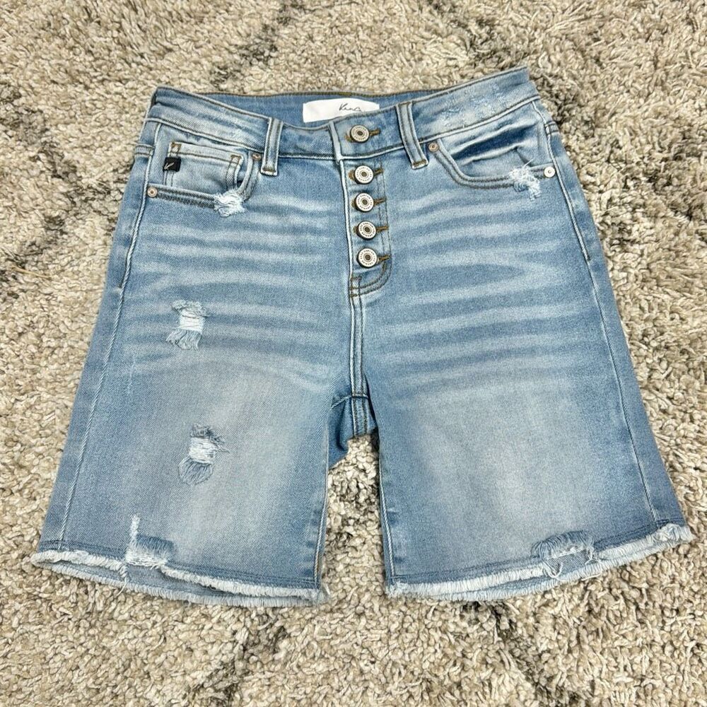 Kancan Women’s Button Fly High Rise Stretch Denim Shorts Size Small NEW